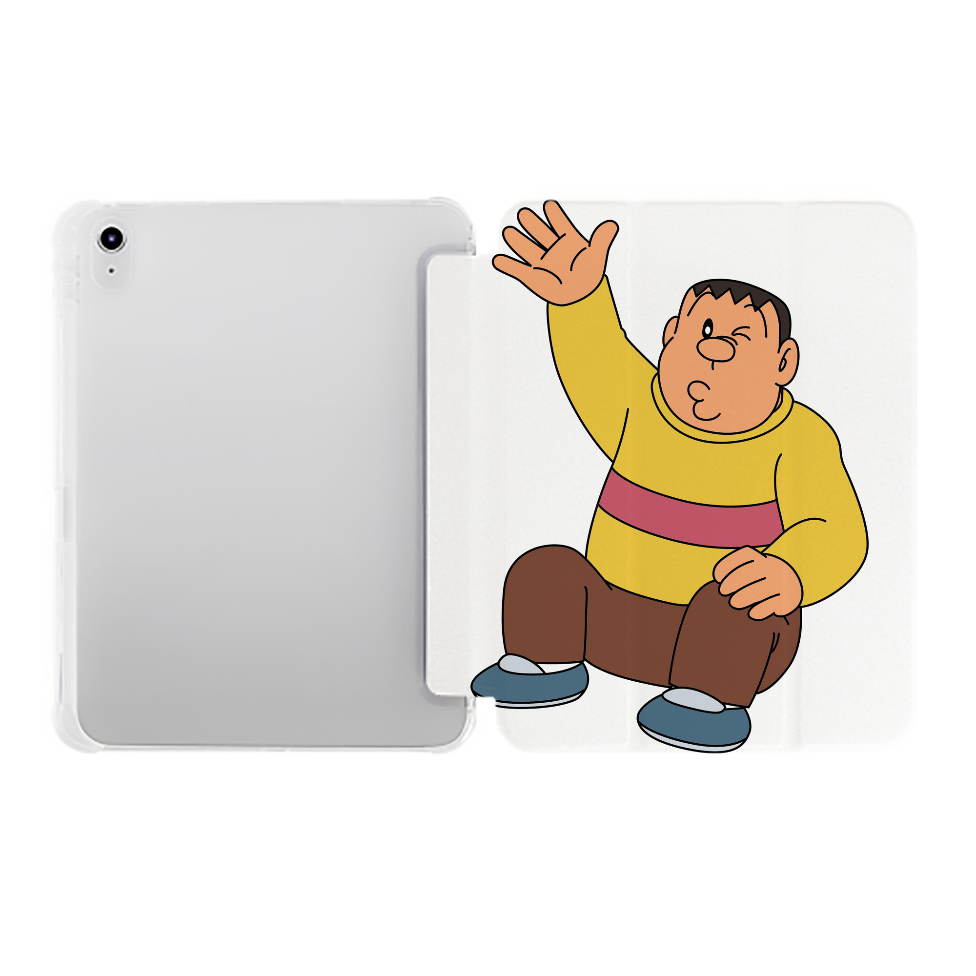 （画像用） ドラえもん 剛田武 Doraemon Gouta Takeshi IPad ケース ペン収納付き 三つ折りスタンド PUレザー×シリコン 対応機種9.5/10.5/10.9インチ